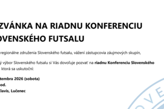 Riadna konferencia Slovenského futsalu sa uskutoční 12.septembra 2026 v Lučenci
