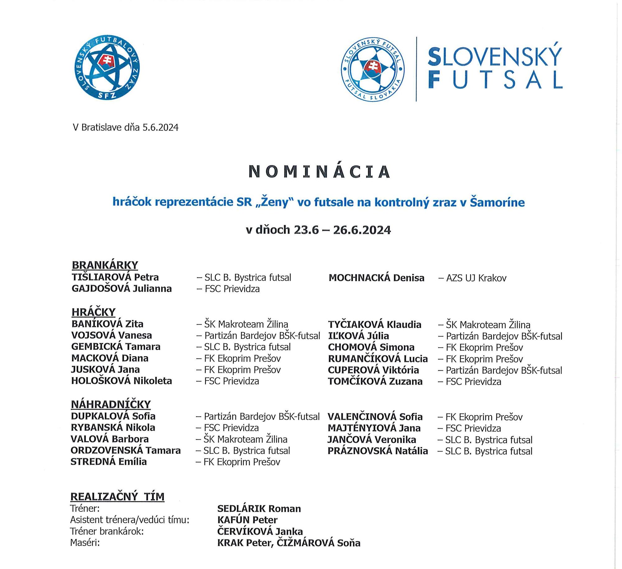 Nominačný list reprezentácia SR Ženy - Šamorín .jpg