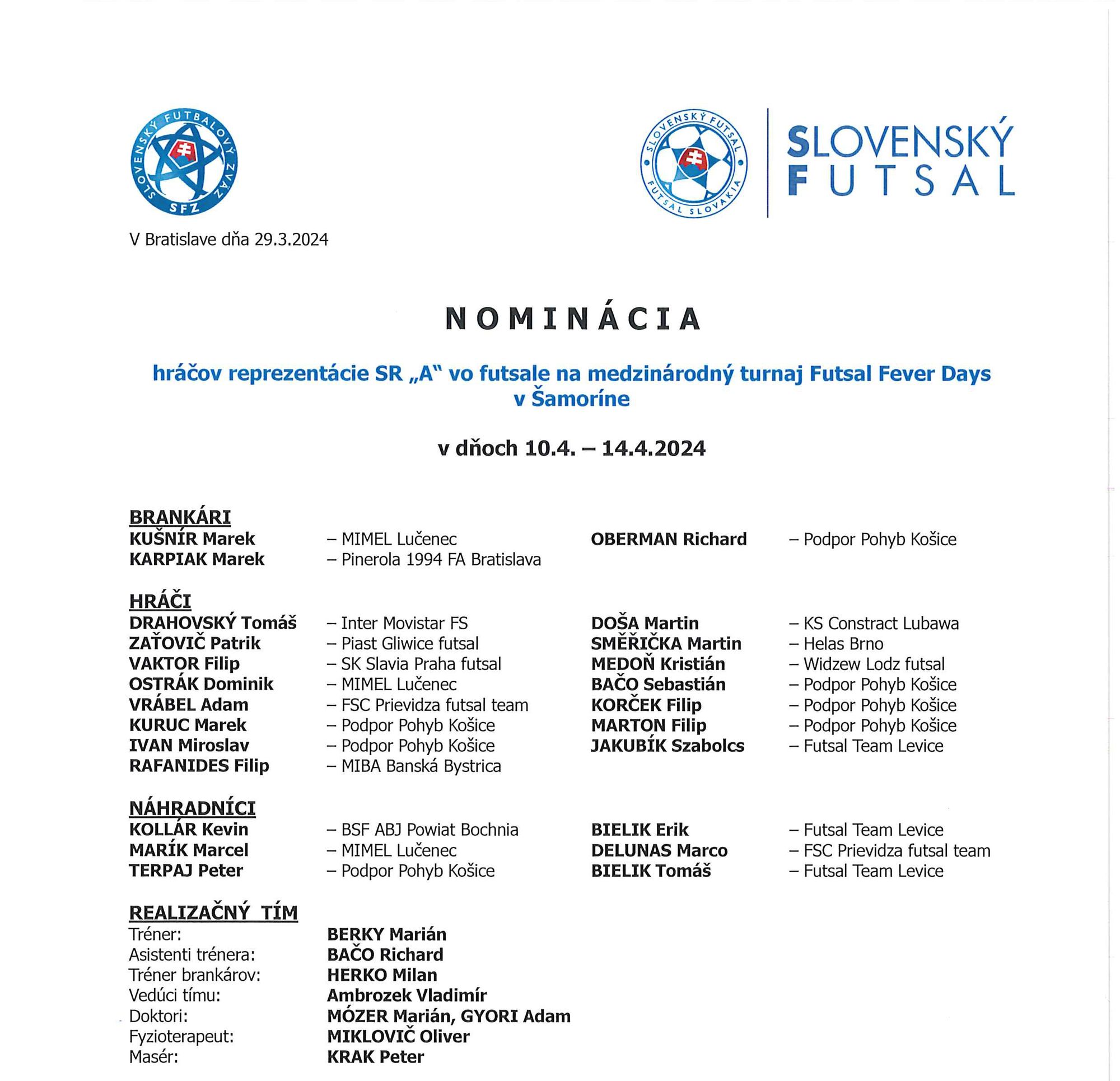 Nominačný list SR A - Futsal Fever Days Šamorín.jpg