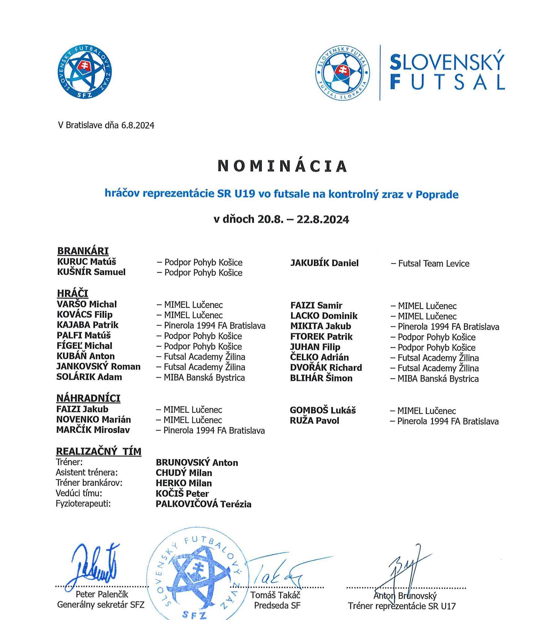 Nominačný list SR U19 - kontrolný zraz v Poprade_august.jpg