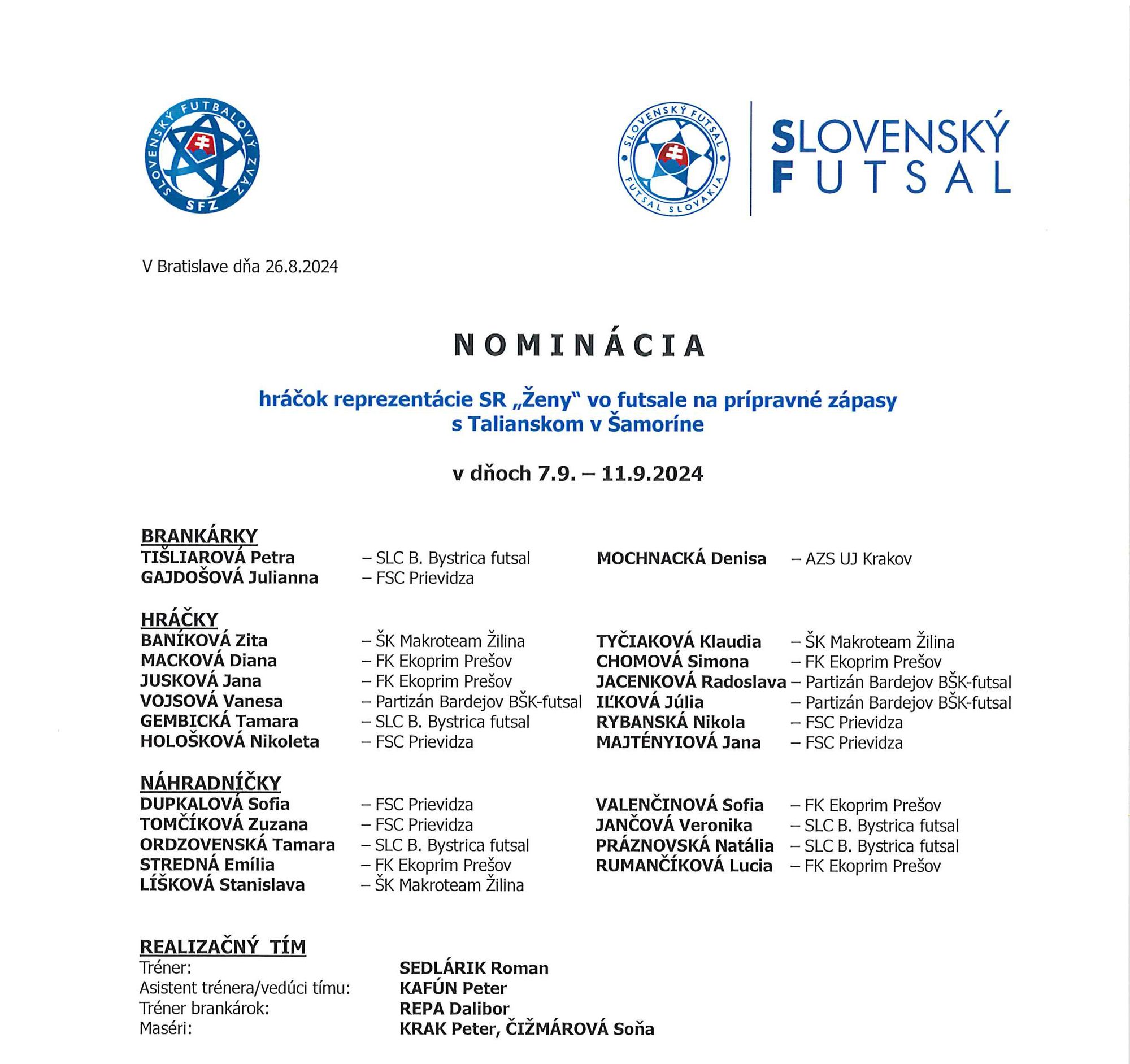 Nominačný list SR Ž - Prípravné zápasy s Talianskom.jpg