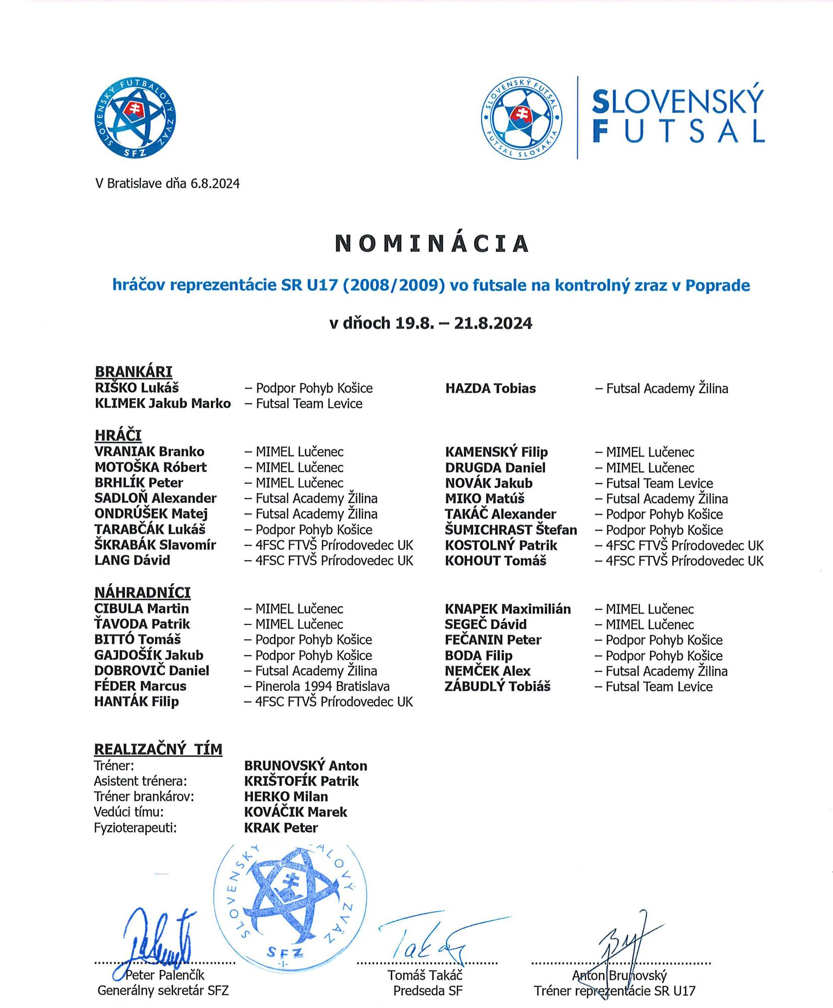 Nonimačný list SR U17 - kontrolný zraz v Poprade_august_2024.jpg